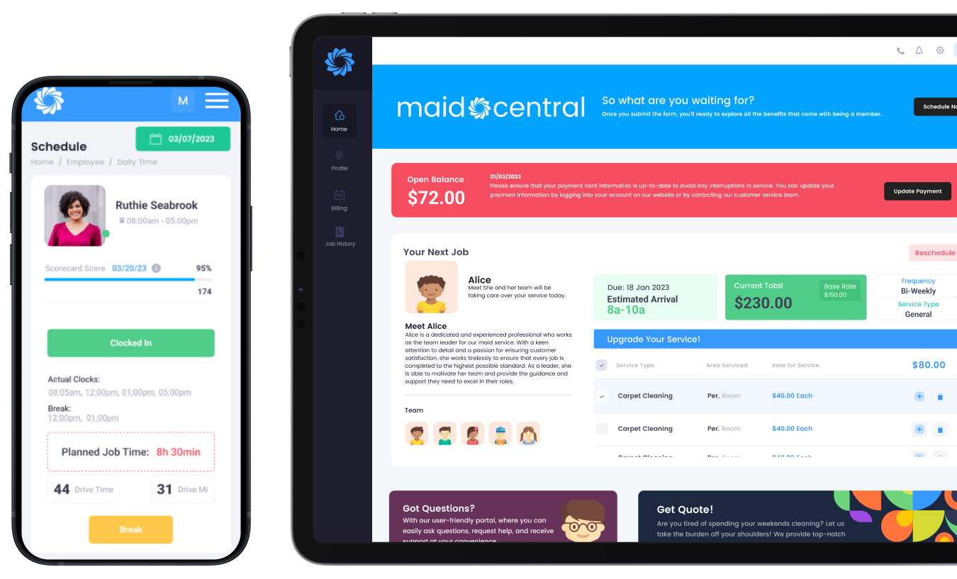 Maid Central dashboard