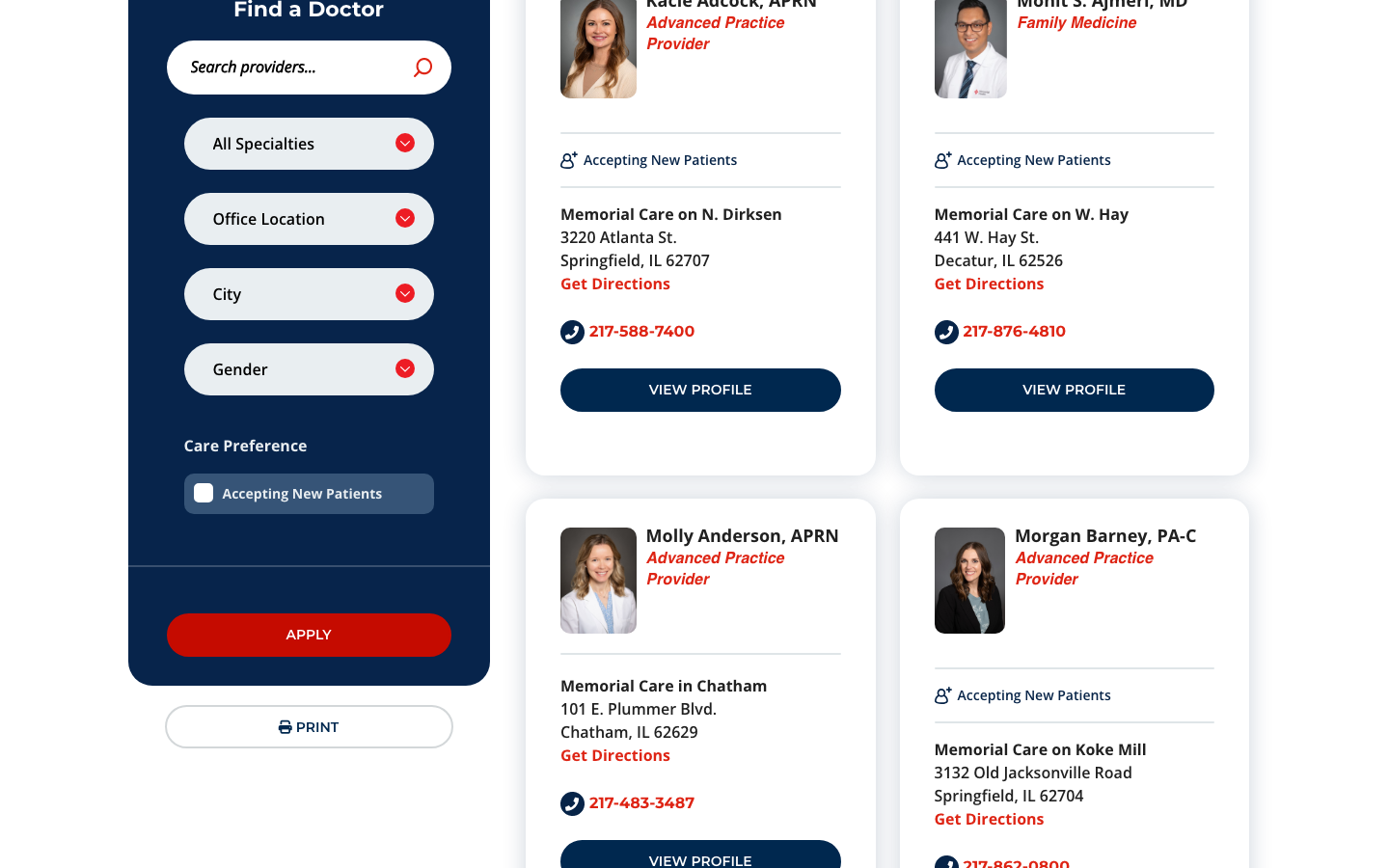 Memorial Health find a doctor